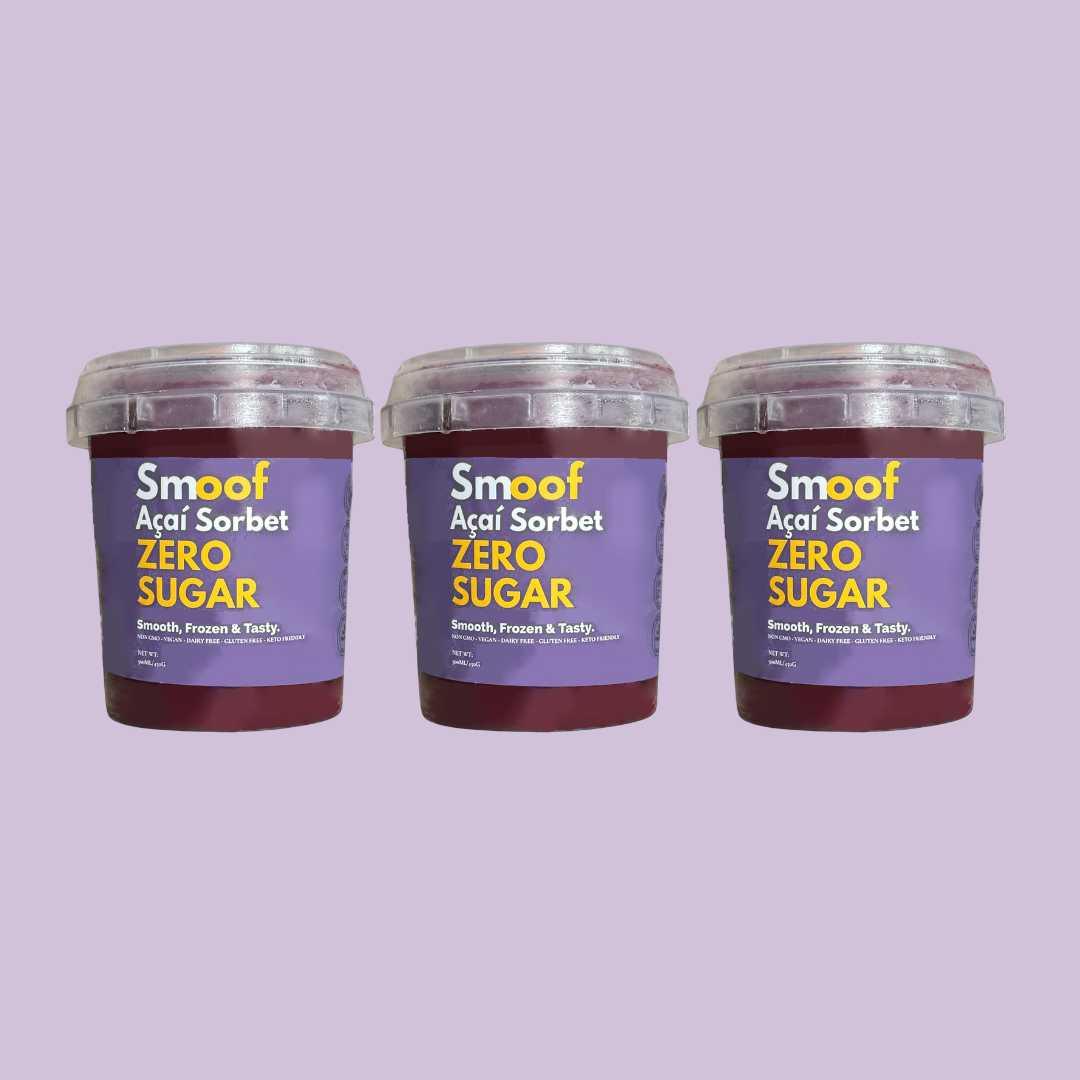 Brazilian Acai Berry Sorbet ZERO SUGAR ADDED (Bundle of 3, 6, 12) - Smoof | Acai Singapore