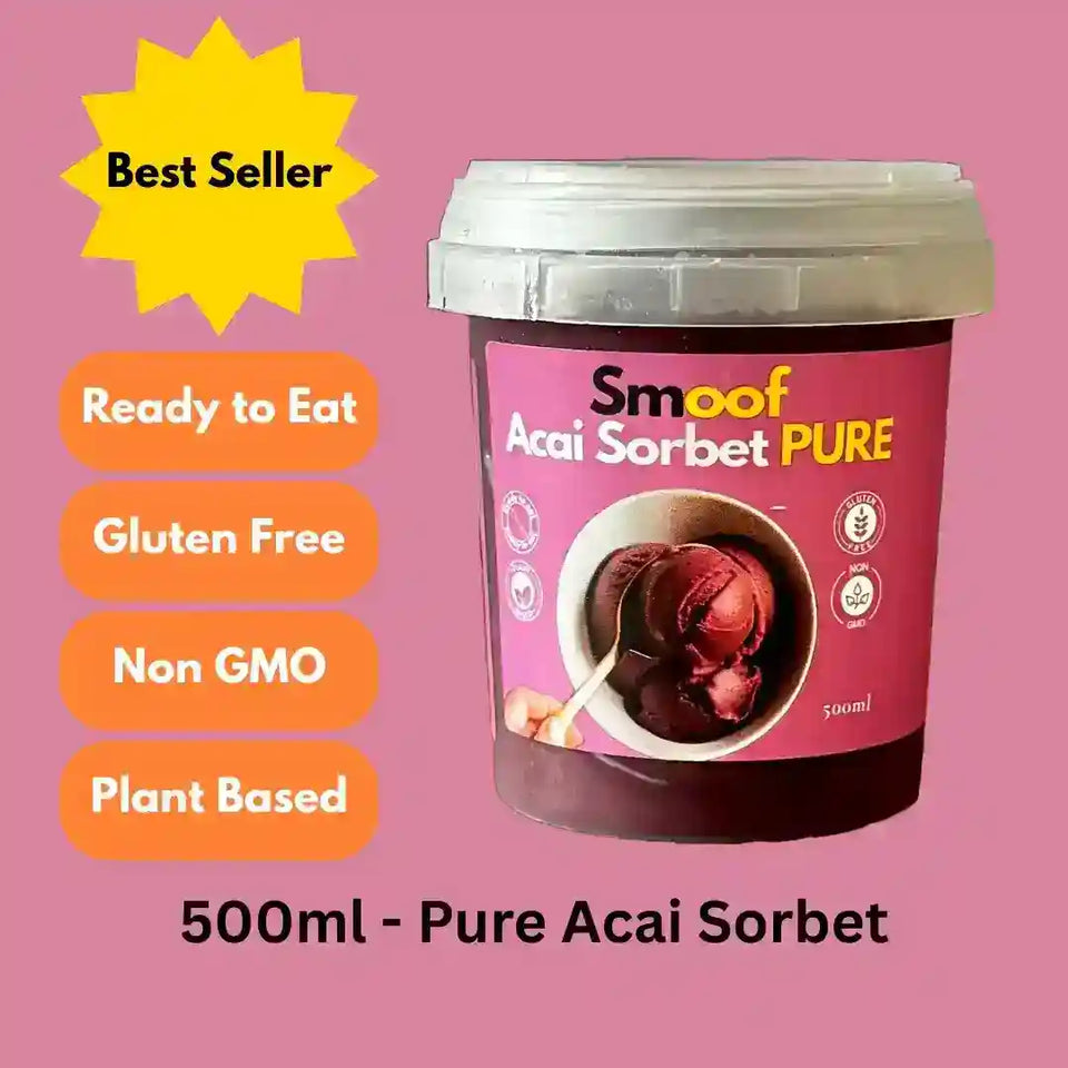 Brazilian Acai Berry Sorbet PURE (Bundle of 3/6/12) - Smoof | Acai Singapore