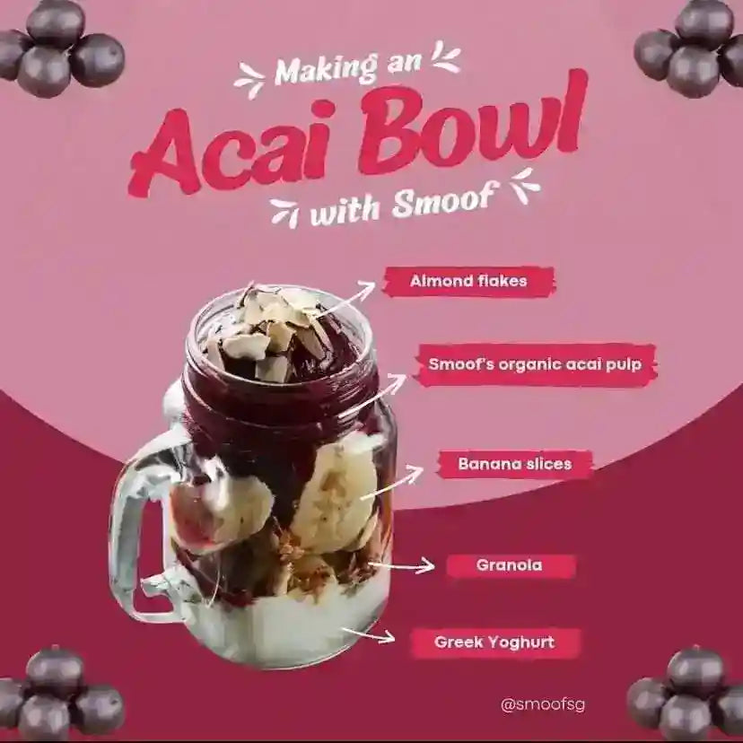 Organic Acai Pulp with Guarana (4 x 100g) - Smoof | Acai Singapore